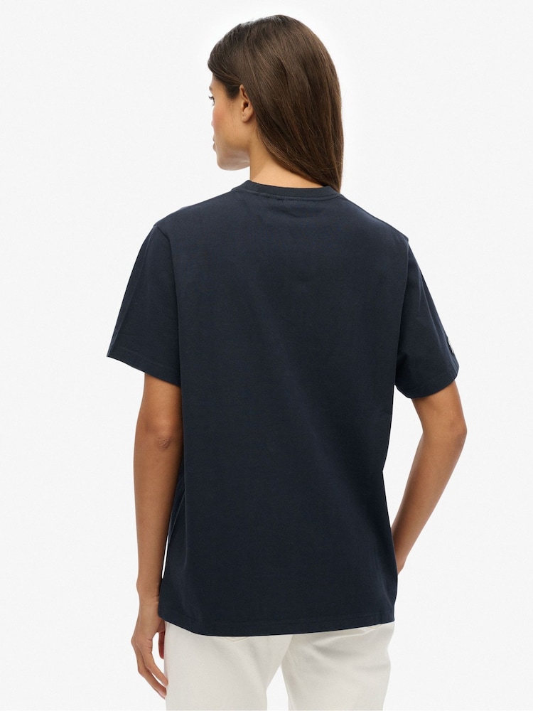 Superdry Blue Athletic Essentials Oversized T-Shirt - Image 2 of 6 Superdry Blue Athletic Essentials Oversized T-Shirt - Image 2 of 6