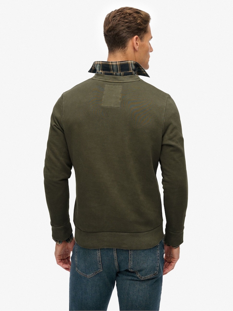 Superdry Green Athletic Embossed Sweat Top - Image 2 of 6 Superdry Green Athletic Embossed Sweat Top - Image 2 of 6