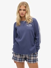 Superdry Blue Athletic Essentials Graphic Long Sleeve Top - Image 2 of 6