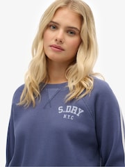 Superdry Blue Athletic Essentials Graphic Long Sleeve Top - Image 4 of 6
