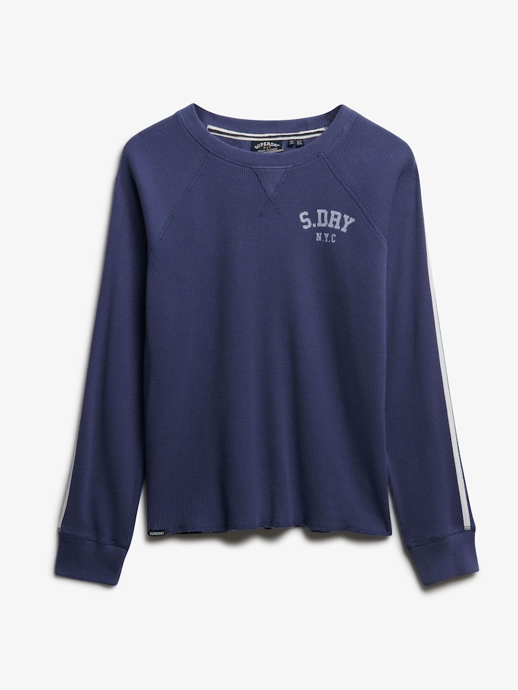 Superdry Blue Athletic Essentials Graphic Long Sleeve Top - Image 6 of 6