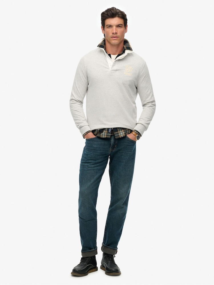 Superdry Grey Vintage Athletic Jersey Rugby Shirt - Image 1 of 5 Superdry Grey Vintage Athletic Jersey Rugby Shirt - Image 1 of 5