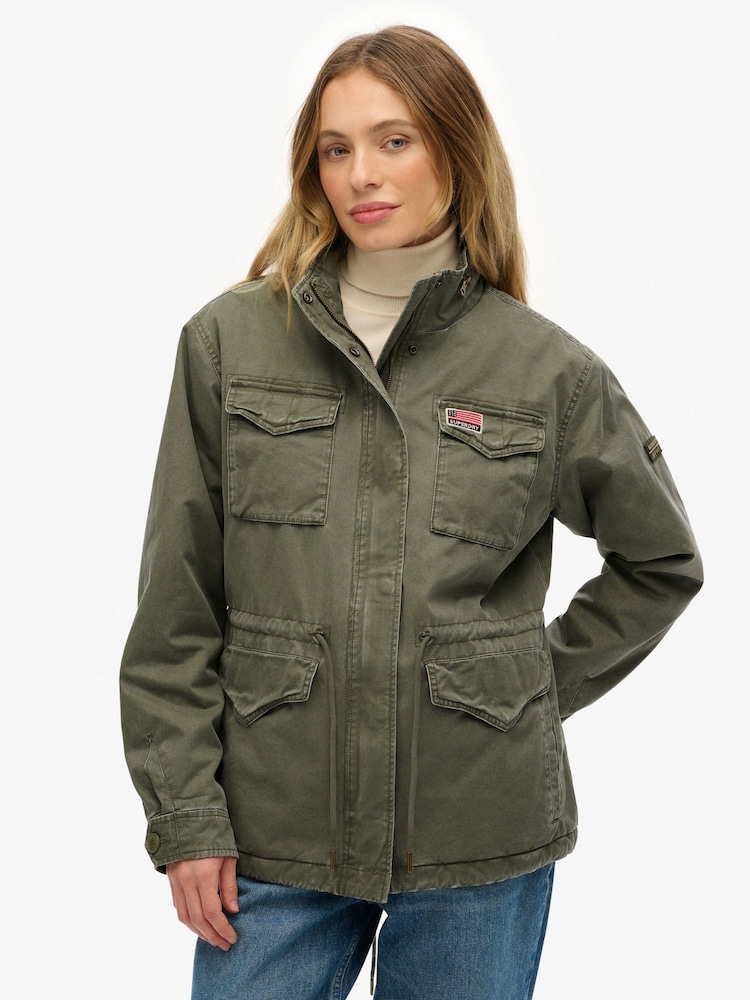 Superdry Green Military Borg Jacket - Image 1 of 7