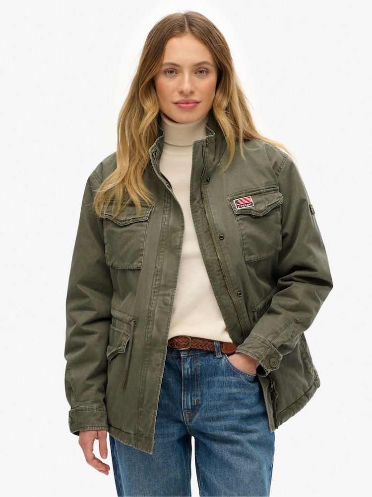 Superdry Green Military Borg Jacket - Image 2 of 7