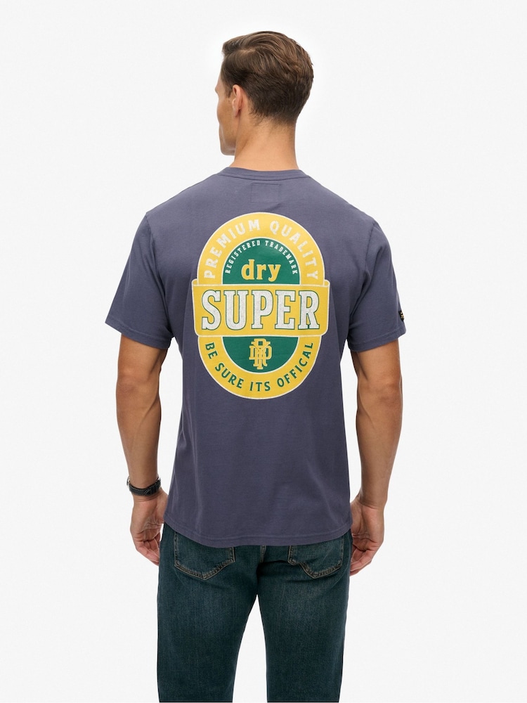 Superdry Blue Tap Room Oversized T-Shirt - Image 2 of 7 Superdry Blue Tap Room Oversized T-Shirt - Image 2 of 7