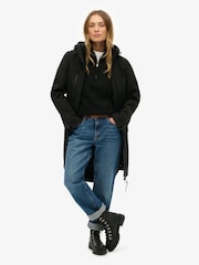 Superdry Black Hooded Longline Shell Parka - Image 3 of 5
