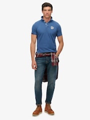 Superdry Blue Vintage Athletic Embroidered Polo Shirt - Image 3 of 6