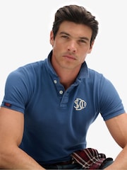 Superdry Blue Vintage Athletic Embroidered Polo Shirt - Image 6 of 6