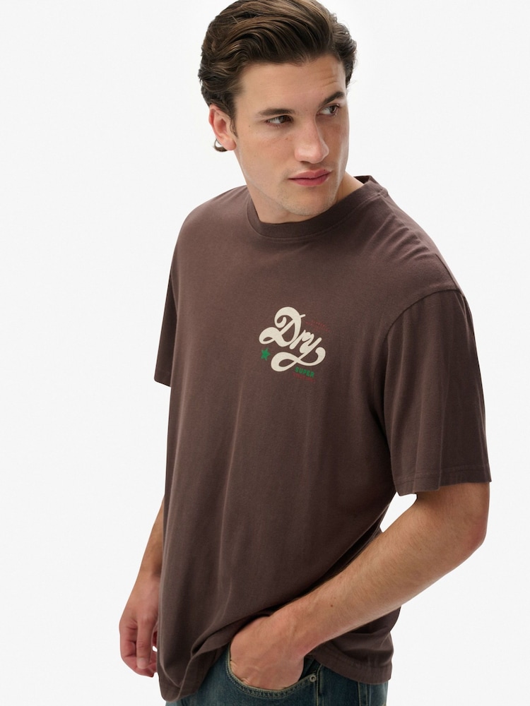 Superdry Brown Tap Room Oversized T-Shirt - Image 1 of 6 Superdry Brown Tap Room Oversized T-Shirt - Image 1 of 6