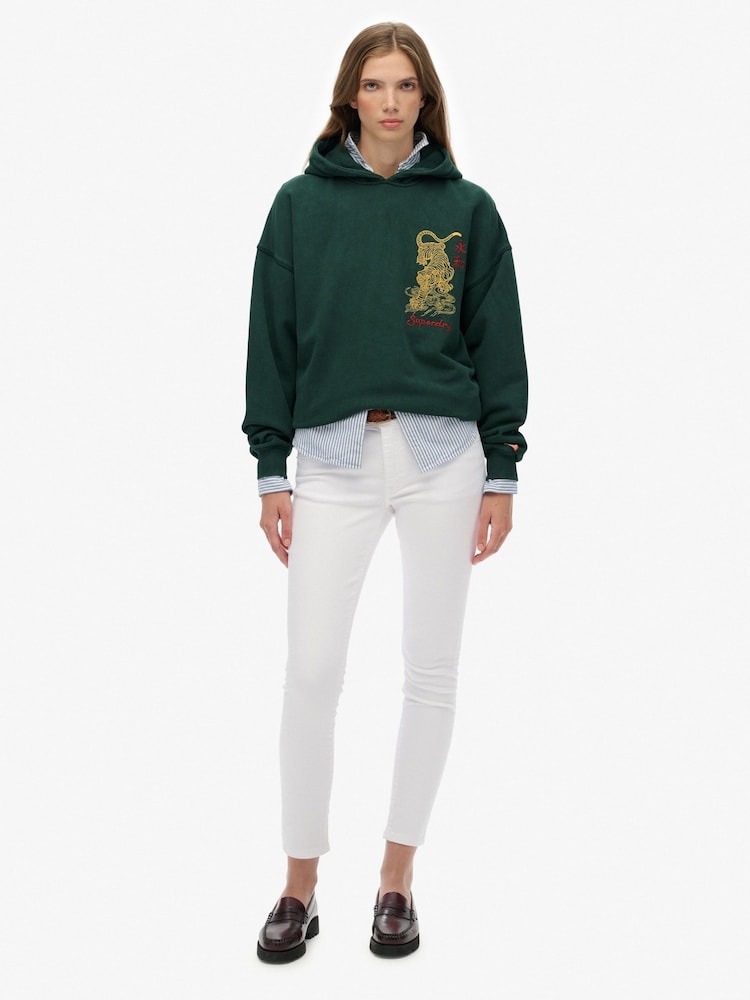 Superdry Green Tokyo Narrative Oversized Hoodie - Image 1 of 7 Superdry Green Tokyo Narrative Oversized Hoodie - Image 1 of 7
