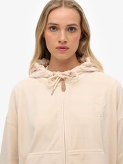 Superdry Pink Country Club Velour Zip Hoodie - Image 4 of 6