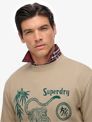 Superdry Brown Tokyo Narrative Loose Sweat Top - Image 5 of 7