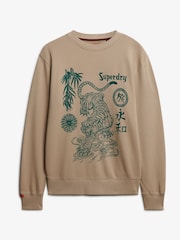 Superdry Brown Tokyo Narrative Loose Sweat Top - Image 6 of 7
