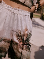 Cream Palm Print Bermuda Shorts - Image 2 of 4