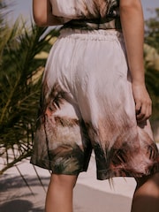 Cream Palm Print Bermuda Shorts - Image 3 of 4