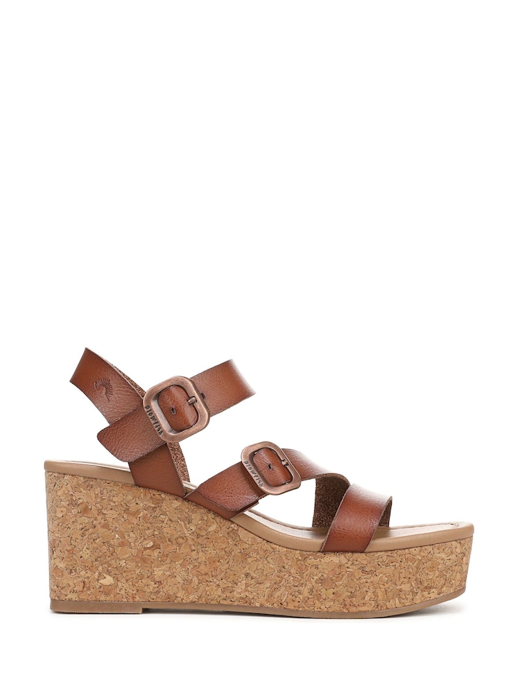Blowfish Malibu Ali Wedge Tan Strappy Brown Sandals - Image 1 of 7
