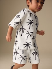 White/Black Palm Trees Short Sleeve All-Over Print T-Shirt and Shorts Set (3mths-7yrs) - Image 3 of 8