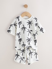 White/Black Palm Trees Short Sleeve All-Over Print T-Shirt and Shorts Set (3mths-7yrs) - Image 5 of 8