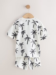 White/Black Palm Trees Short Sleeve All-Over Print T-Shirt and Shorts Set (3mths-7yrs) - Image 6 of 8