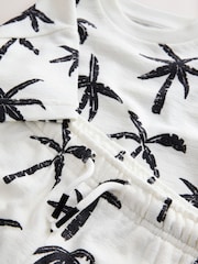 White/Black Palm Trees Short Sleeve All-Over Print T-Shirt and Shorts Set (3mths-7yrs) - Image 7 of 8