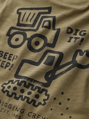 Khaki Green Digger Short Sleeve Back Print T-Shirt and Shorts Set (3mths-7yrs) - Image 5 of 5