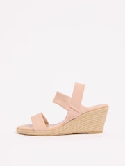 Faux suède nude - Friends Like These sandales espadrilles confortables et décontractées à talon compensé mi-haut élastique. - Image 5 de 5