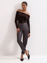 Phase Eight Brown Mya PU Crop Trousers - Image 1 of 6