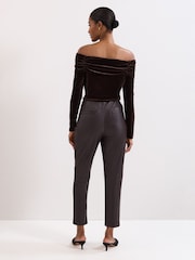 Phase Eight Brown Mya PU Crop Trousers - Image 2 of 6