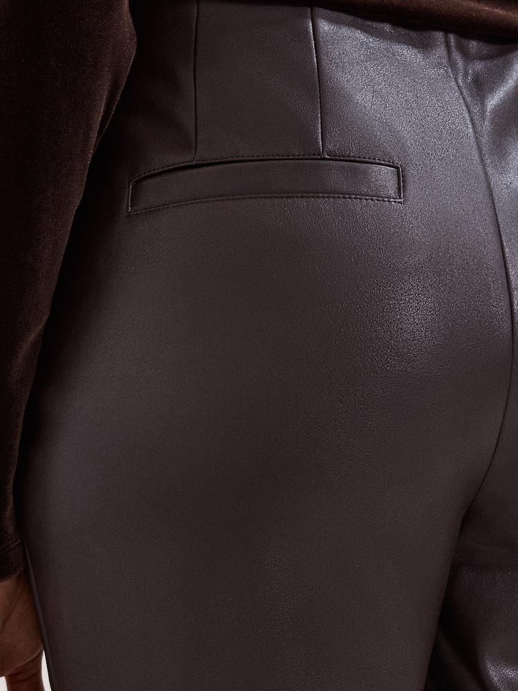 Phase Eight Brown Mya PU Crop Trousers - Image 6 of 6