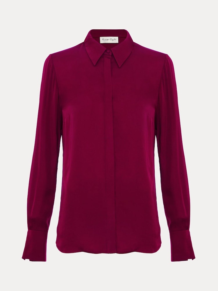 Phase Eight Red Petite Novie Satin Shirt - Image 7 of 7 Phase Eight Red Petite Novie Satin Shirt - Image 7 of 7