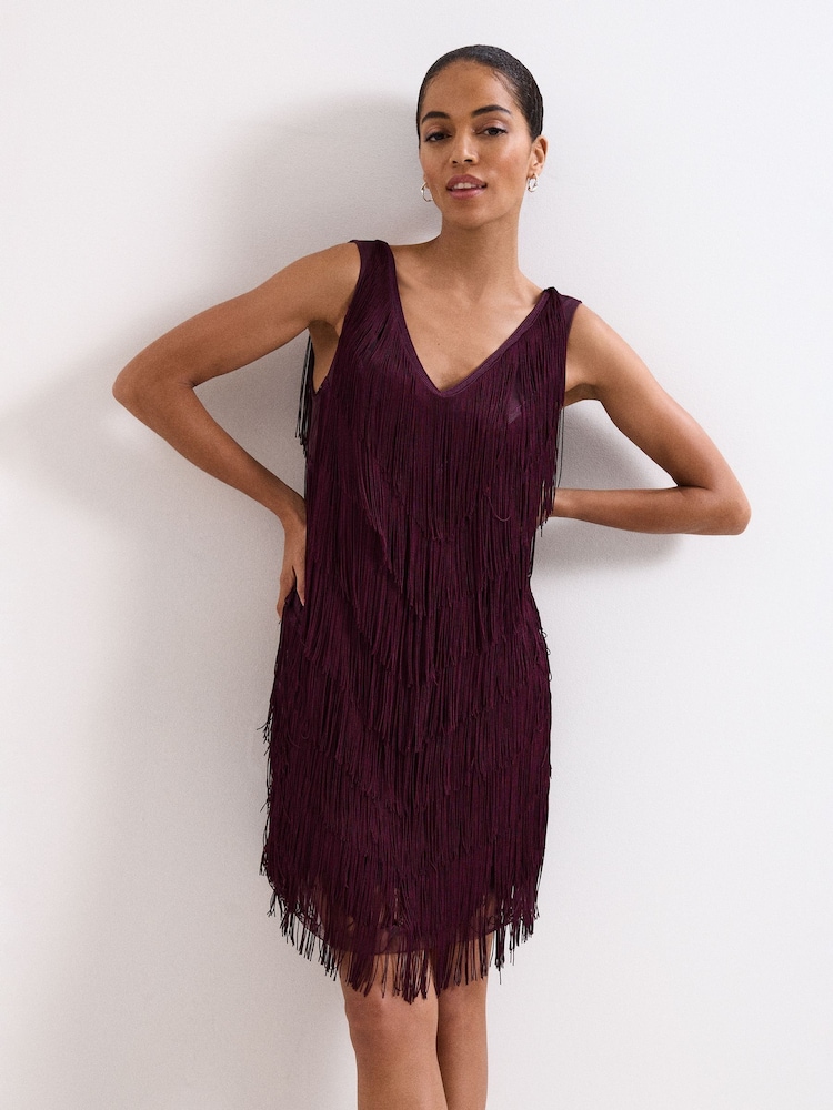 Phase Eight Red Meryl Fringe Dress - Image 1 of 6 Phase Eight Red Meryl Fringe Dress - Image 1 of 6