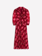 Boden Red Brooke Tie Neck Tea Dress - Image 5 of 5