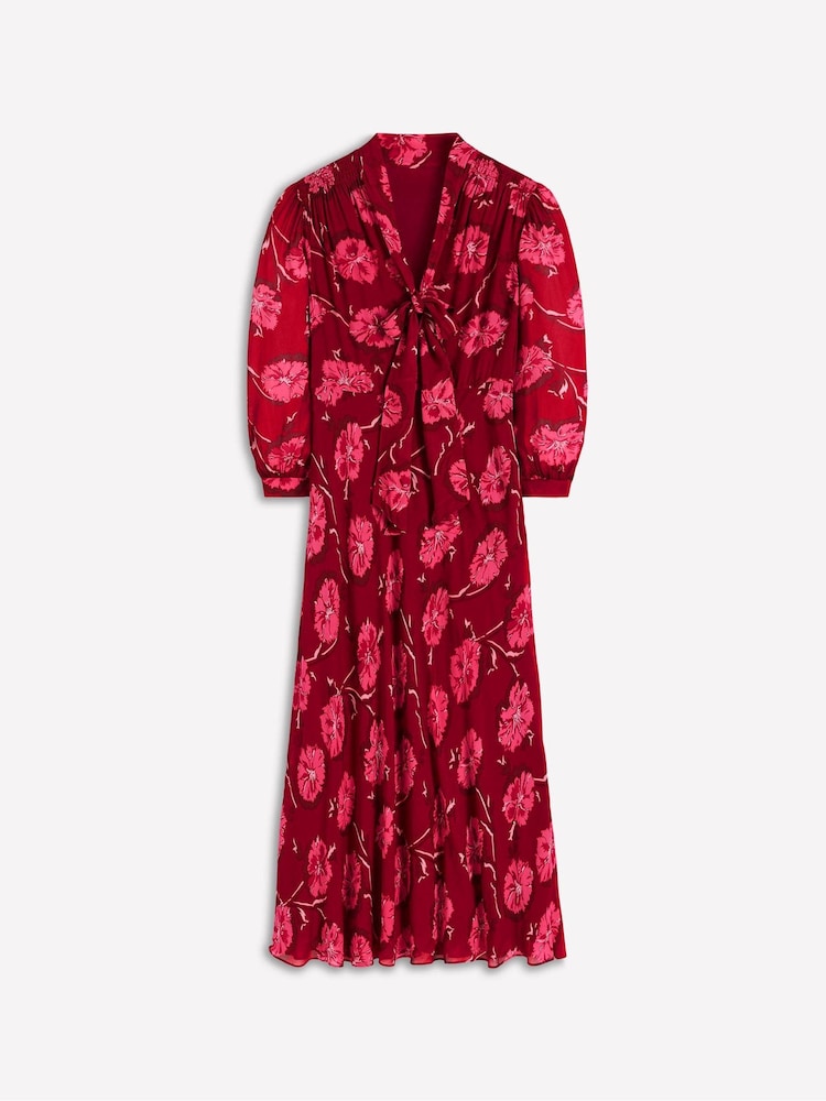 Boden Red Brooke Tie Neck Tea Dress - Image 5 of 5 Boden Red Brooke Tie Neck Tea Dress - Image 5 of 5