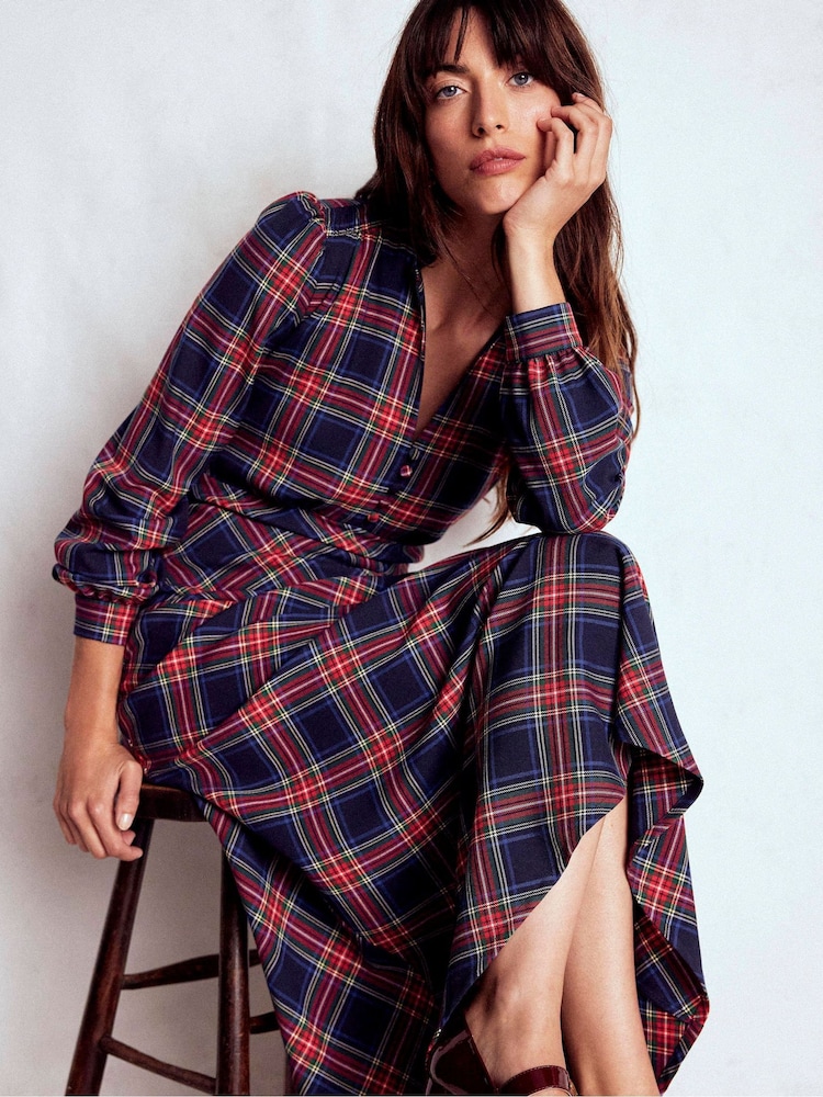 Boden Blue Cassie Check Tea Dress - Image 1 of 6