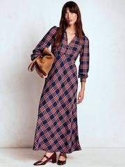 Boden Blue Cassie Check Tea Dress - Image 3 of 6