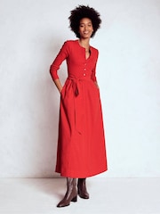 Boden Red Button Detail Mix Dress - Image 4 of 6