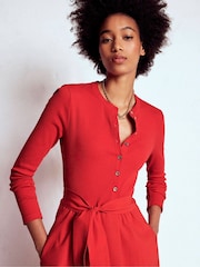 Boden Red Button Detail Mix Dress - Image 5 of 6
