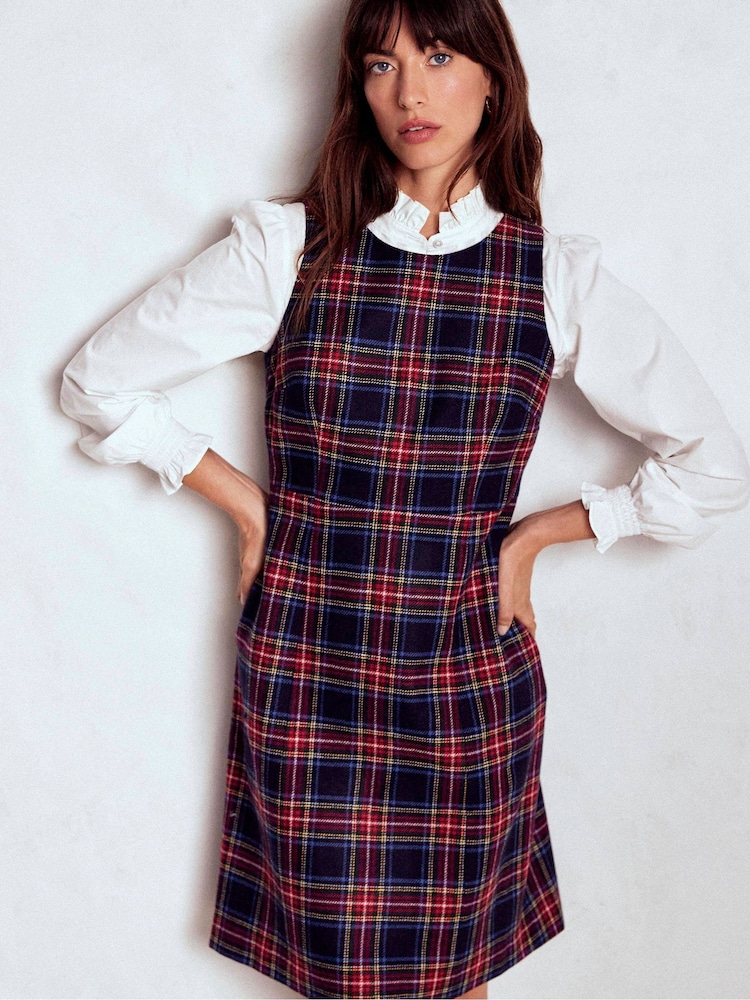 Boden Blue Annie Check Shift Dress - Image 2 of 5 Boden Blue Annie Check Shift Dress - Image 2 of 5