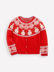 Boden Red Edie Fair Isle Pattern Cardigan - Image 1 of 3
