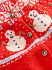 Boden Red Edie Fair Isle Pattern Cardigan - Image 3 of 3