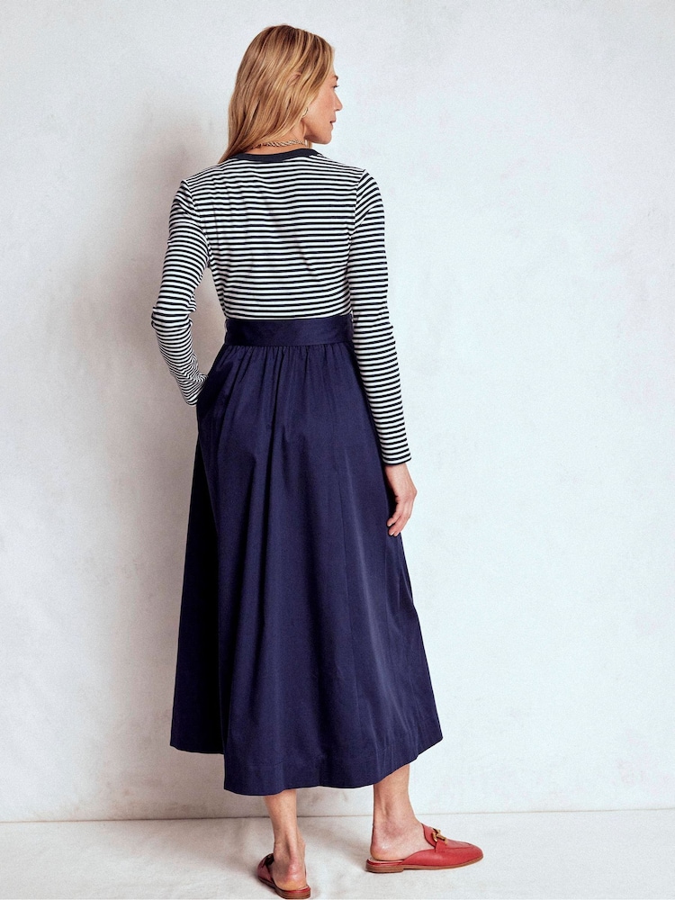 Boden Blue Button Detail Mix Dress - Image 2 of 5 Boden Blue Button Detail Mix Dress - Image 2 of 5