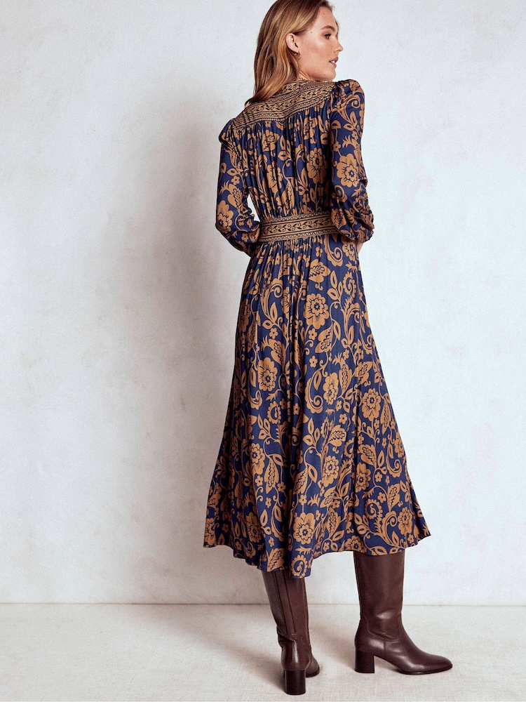 Boden Blue Lily Long Sleeve Midi Dress - Image 2 of 5