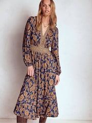 Boden Blue Lily Long Sleeve Midi Dress - Image 3 of 5