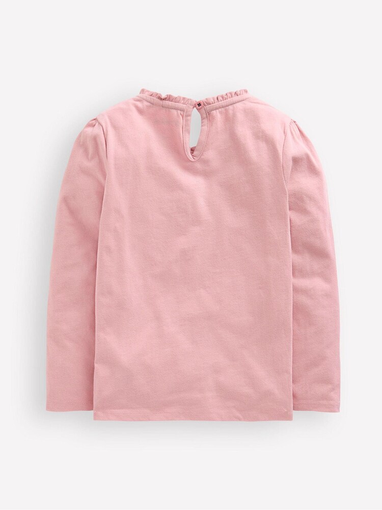 Boden Pink Frill Neck Appliqué T-Shirt - Image 2 of 3