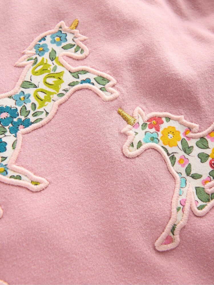 Boden Pink Frill Neck Appliqué T-Shirt - Image 3 of 3