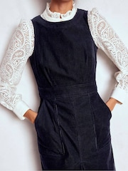 Boden Blue Ula Box Pleat Cord Midi Dress - Image 2 of 5