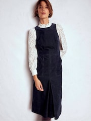 Boden Blue Ula Box Pleat Cord Midi Dress - Image 4 of 5