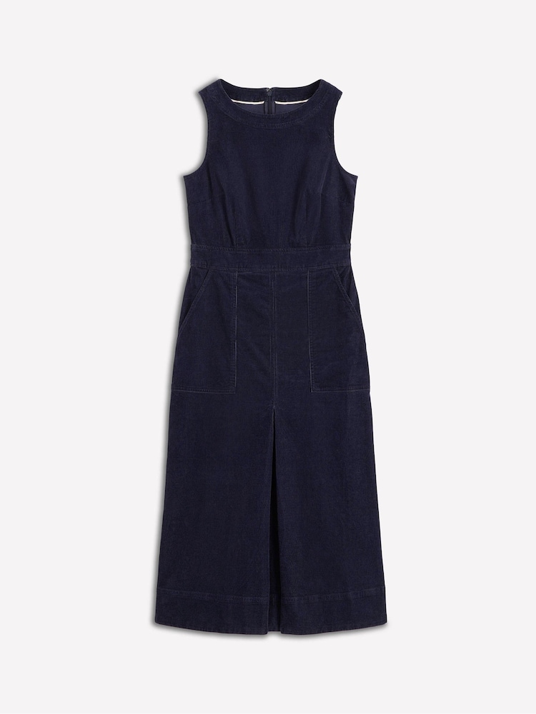 Boden Blue Ula Box Pleat Cord Midi Dress - Image 5 of 5 Boden Blue Ula Box Pleat Cord Midi Dress - Image 5 of 5