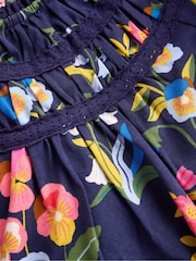 Boden Blue Pretty Lace Trim Jersey Dress - Image 3 of 3