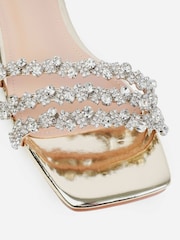 Simmi London Gold Capri Diamante Flat Sandals - Image 3 of 4